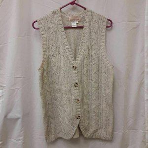 Potomac Sport Womens Cardigan Sweater Beige Cable